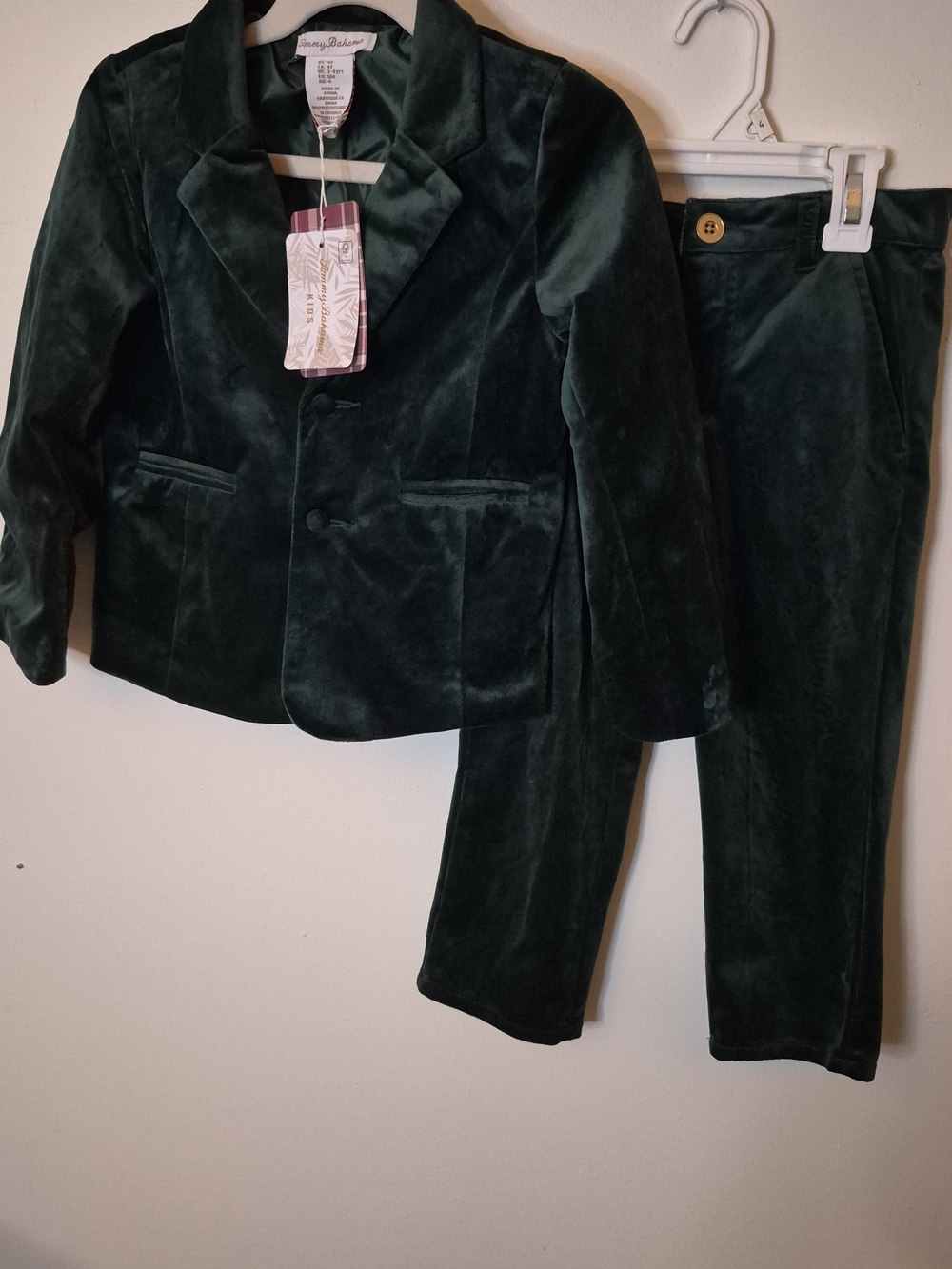 Tommy Bahama Kids Dark Green Velvet Holiday Suit